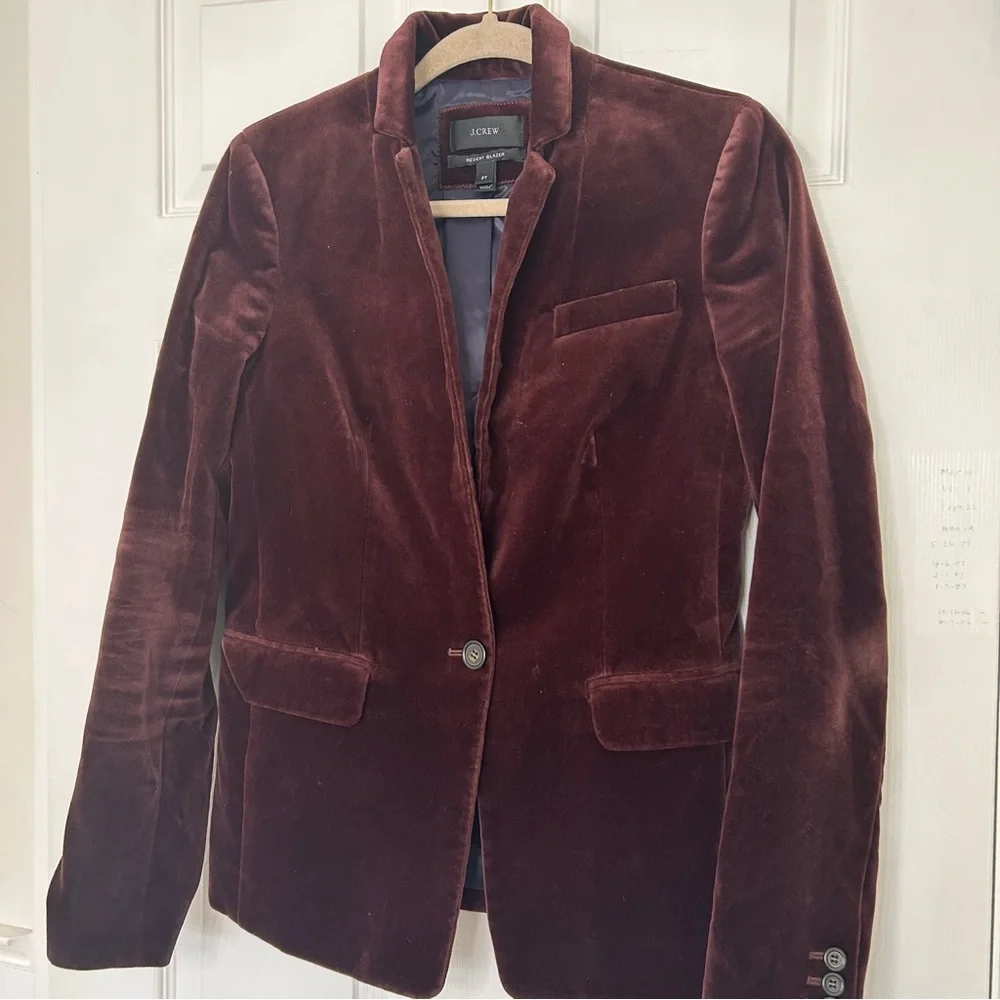 J Crew Regent Blazer Velvet Tall